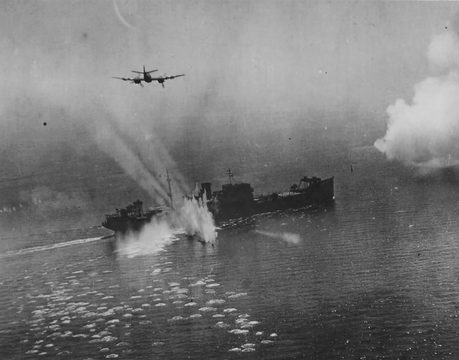 Normal beaufighter attacking enemy ship north sea