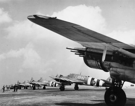 Normal bristol beaufighter tf mk x of no 455 squadron raaf about to depart from langham norfolk
